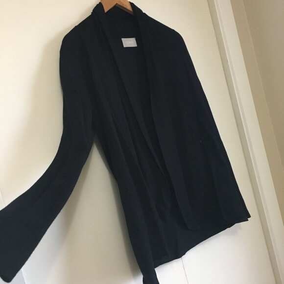 Cyrus Black Rayon Open Cardigan Size Large | Rounded Hem Career Wear Sweater - Picture 3 of 10